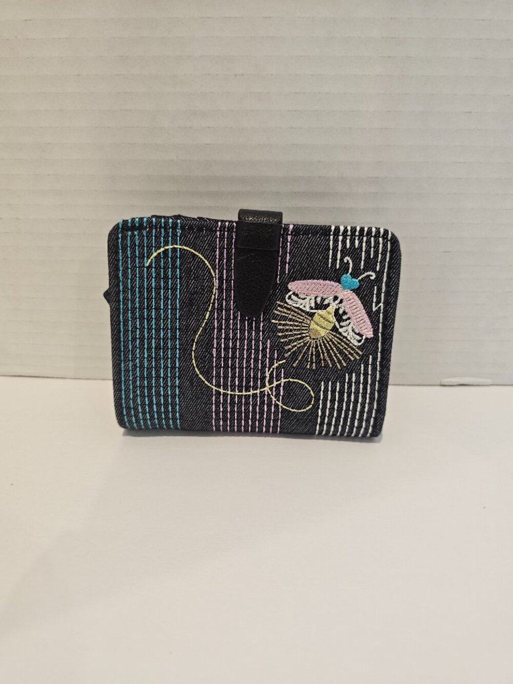 NWT Vera Bradley Iconic RFID Small Wallet Moonlight Garden Denim Firefly Navy